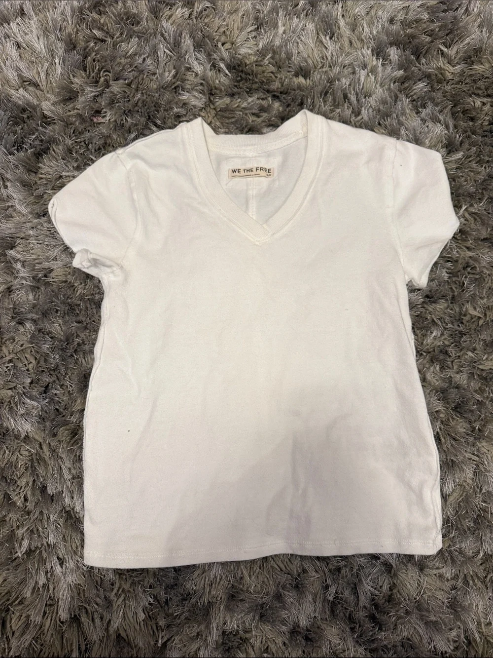 We The Free White V-Neck Short Sleeve Top